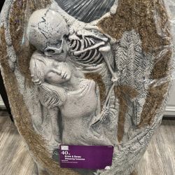 GIANT 3 Foot 4 Inch Tall Heavy Duty Halloween Tombstone For Graveyard - Heavy Duty Thick Plastic With Fake Moss