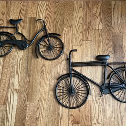 Pair Of Metal Wall Decor Bikes