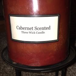 Cabernet Scented - 3 wick candle & rod iron candle holder