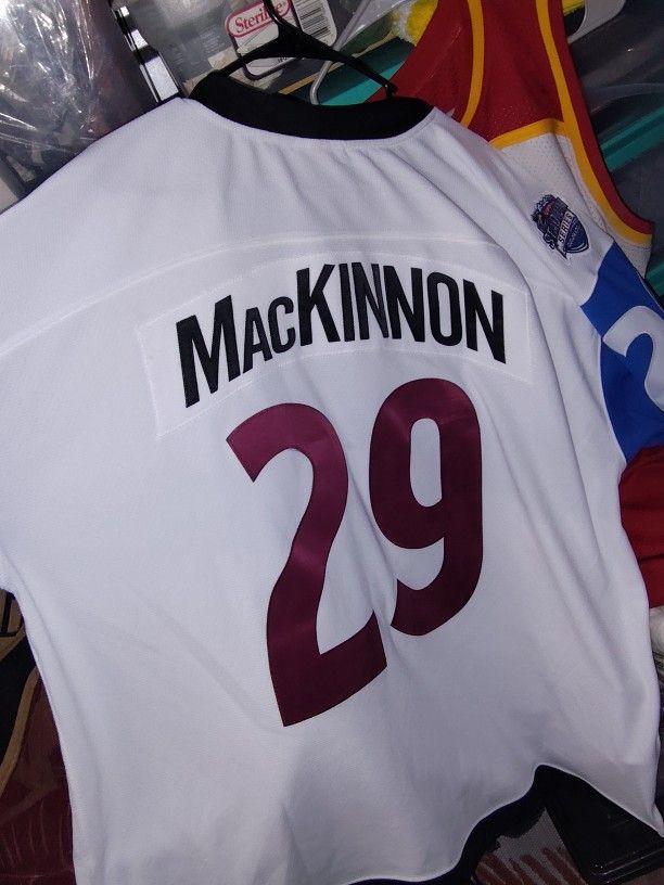 Nathan MacKinnon Colorado Avalanche jersey, likely a 2016 NHL Stadium Series edition.