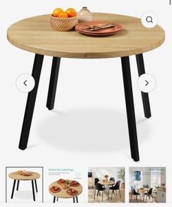 Mid-Century Modern Round Dining Table w/ Adjustable Feet - 35.5in