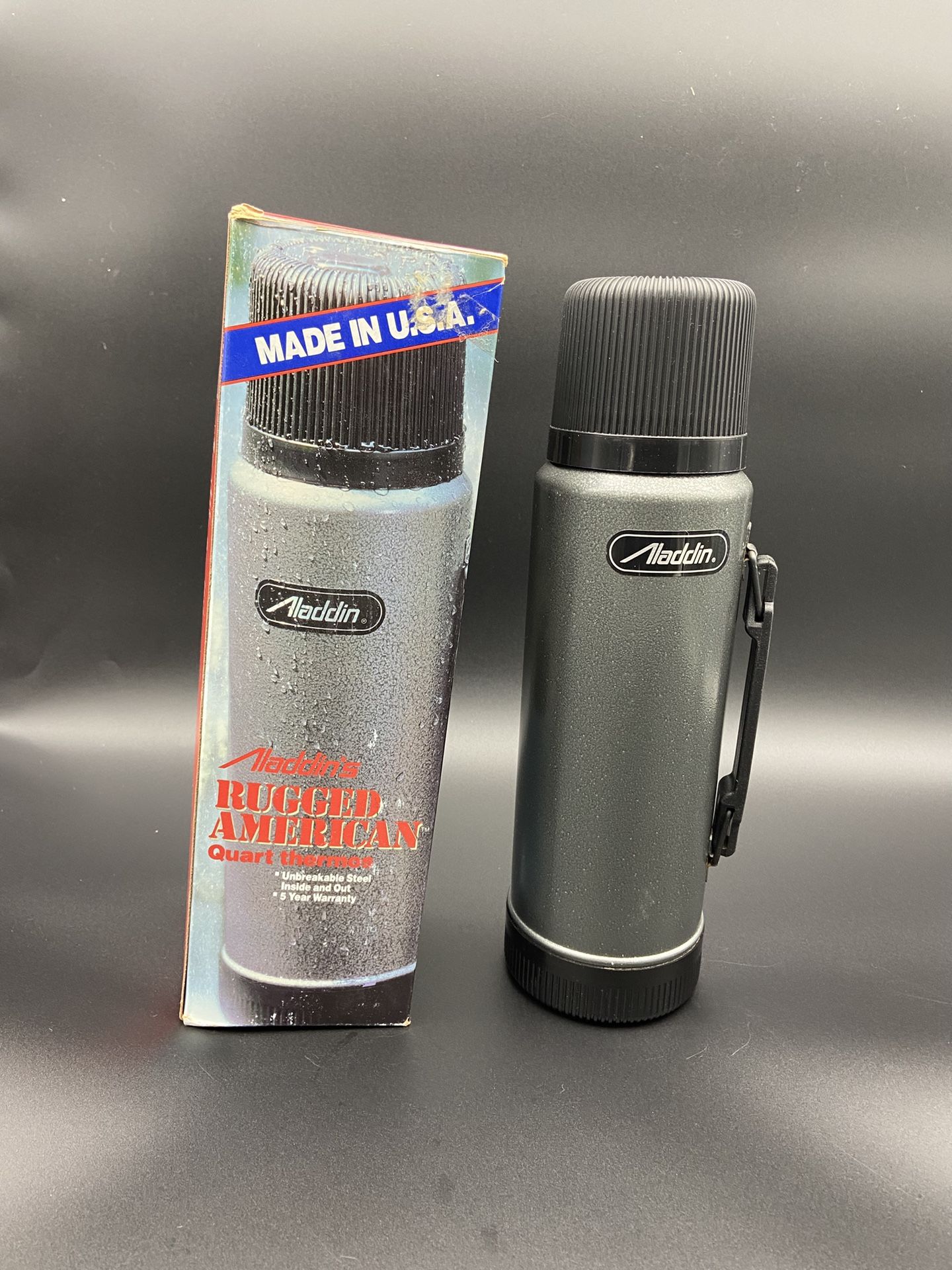Vintage Aladdin Quart Thermos Rugged American with handle Made in USA Used