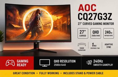 AOC CQ27G3Z 27” Curved QHD Gaming Monitor – 240Hz