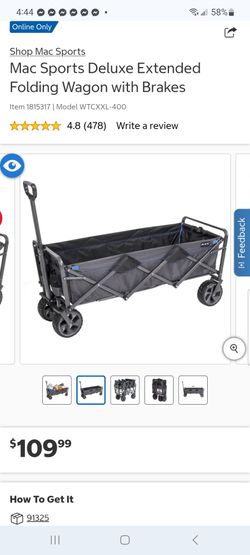 Mac Sports Deluxe Extended Folding Wagon with Brakes $90