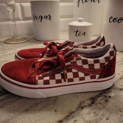 Red Checkered Vans. 