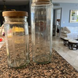 2 Tall Glass Containers 
