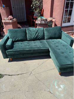 Green velvet couch