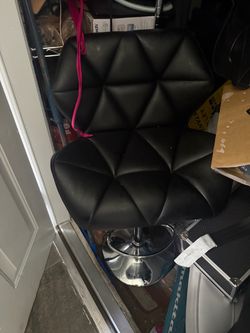 Black Faux Leather Adjustable Bar Stool