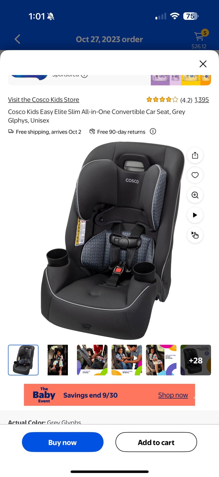 Cosco Kids Easy Elite All In One Car Seat