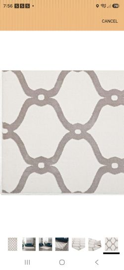 Gray and White Trellis Area Rug