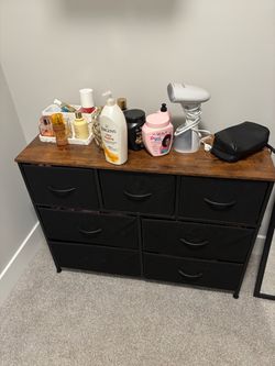 7-Drawer Fabric Dresser with Wood Top
