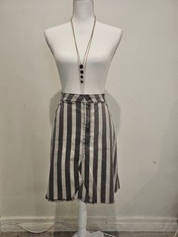 Stripe Black And White Denim Skirt