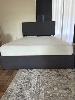Full size bad mattress and frame  with a furniture