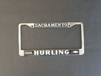Frank Hurling Chevrolet Dealership License Plate Frame Sac CA