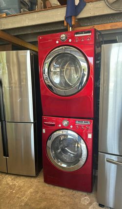 LG Front Load Set Red - Stackable Large Capacity