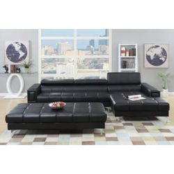 Black Sectional Sofa - Ottoman Sold Separate 