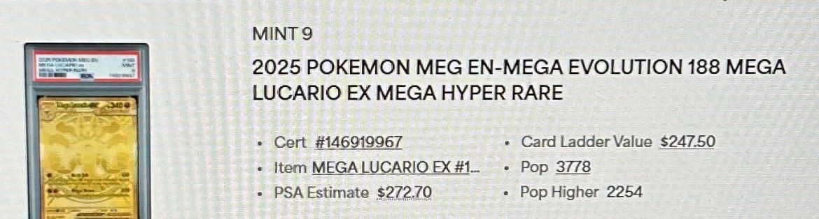 Psa 10 infno x Zard. Psa 9 gold lucario