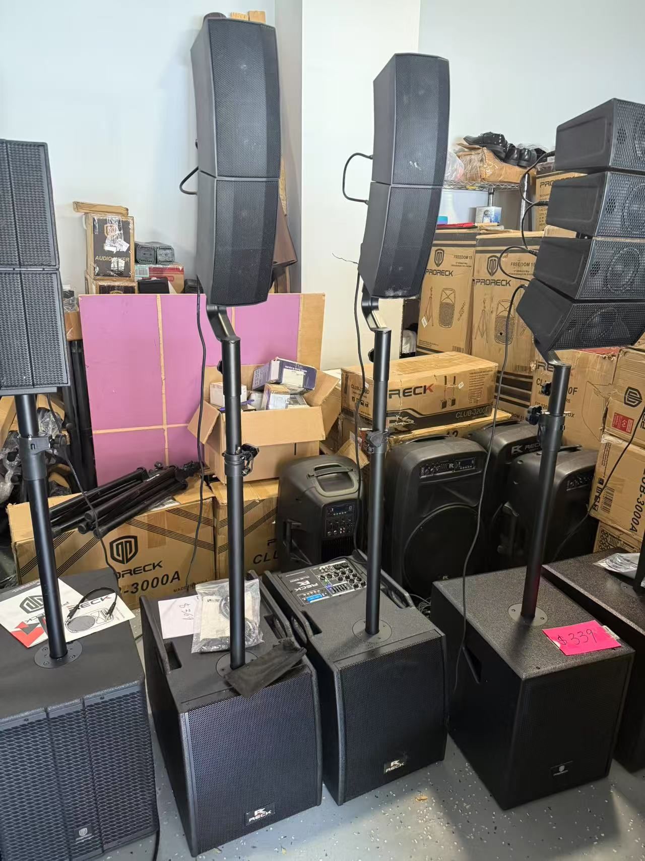 Bluetooth Proreck Club 3200 12-Inch 4000 WattDJ/Powered PA Speaker System Combo Set
