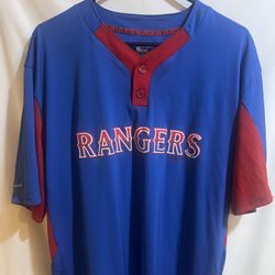 MLB Texas Rangers Majestic Cool Base Warm Up Jersey Shirt Xl Blue Red Used Good Condition $25 Meet Up In Irving @dfwgoods 