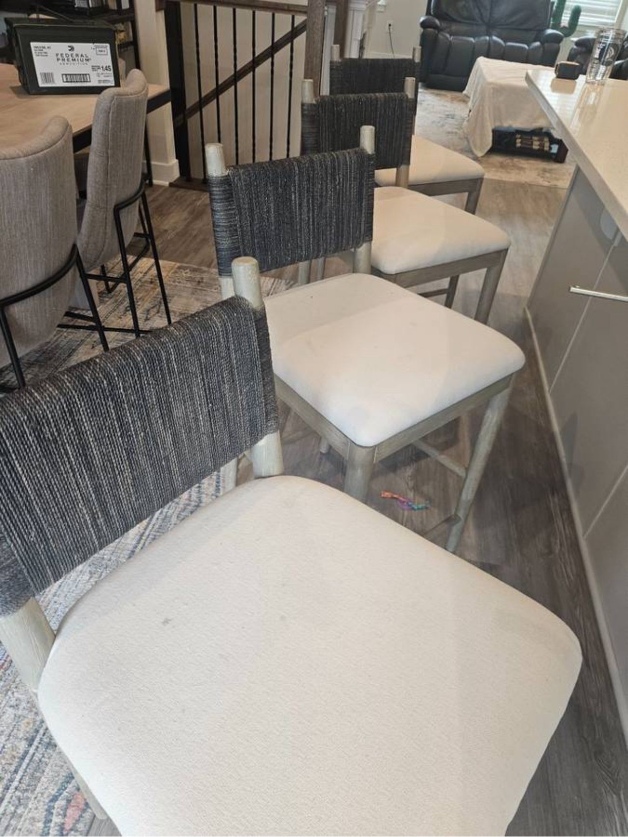 4x Modern Woven-Back Counter Stool