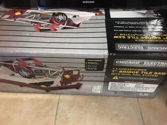 Chicago Electric 7" 1.5 HP Bridge Tile Saw Cuts Masonry Up To 20" Long, 14" Diag