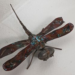 Hand Rock And Junk Metal Dragonfly Patio Decor