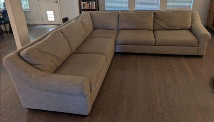 Large Gray L-Shaped Sectional Sofa