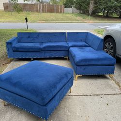 Blue Suede Sectional