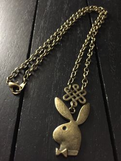 18” Dirty Bronze Playboy Necklace with Playboy Bunny Pendant