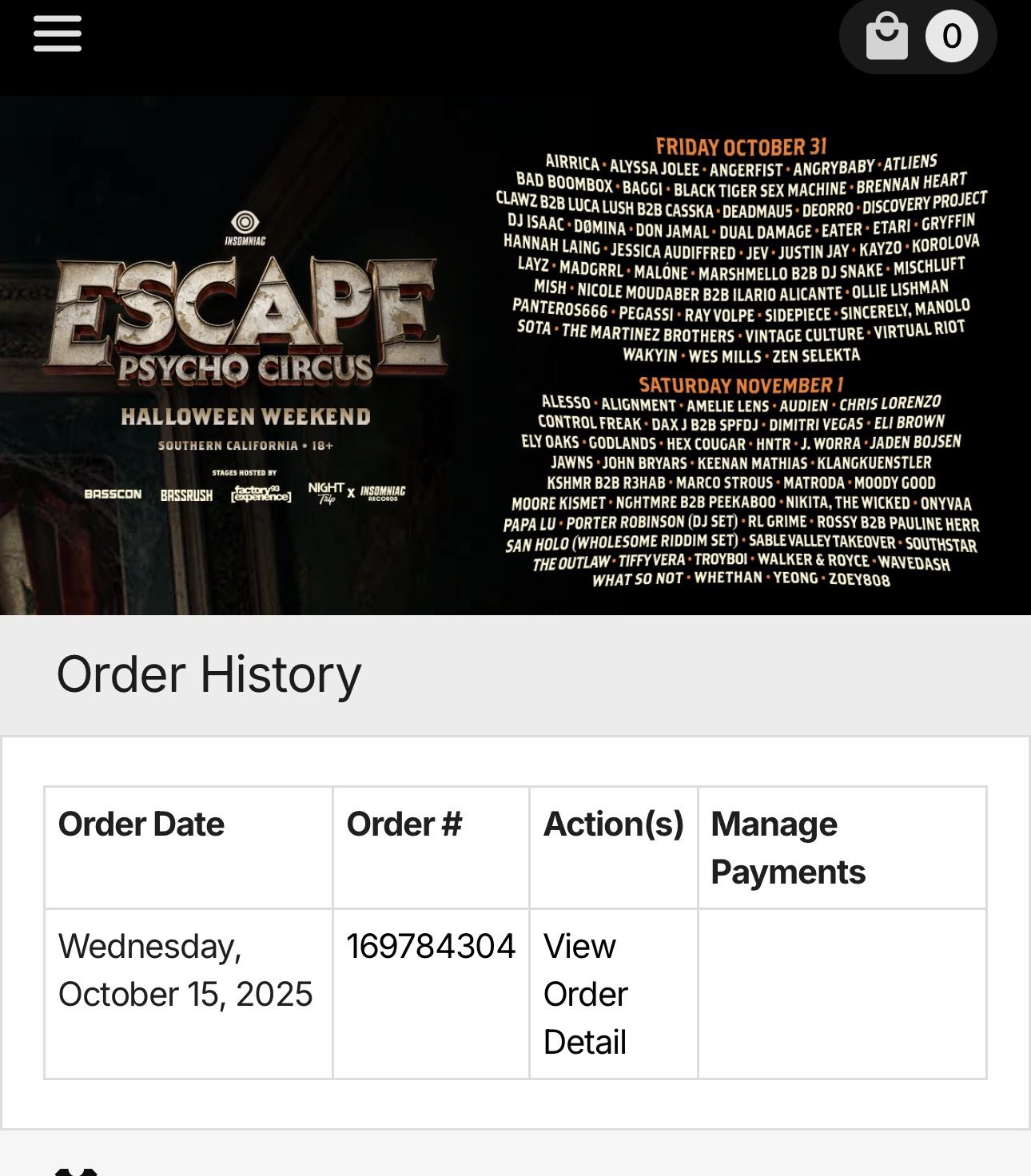 Escape 2 Day GA + Tickets