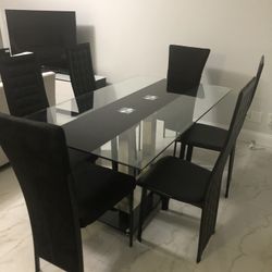 Glass Table With Six Chairs 