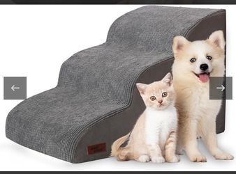 3 Tiers Dog Ramp And Stairs For Beds Or Couches - Non-Slip Sturdy Pet Steps - For Small Dogs To Get On High Bed