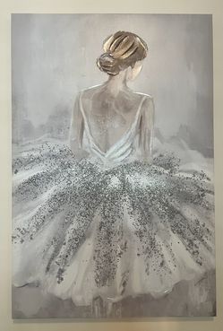Ballerina Canvas Wall Art with Glitter Detail