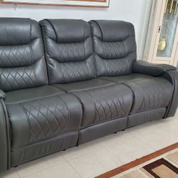 Leather Living Room Recliner Sofa Set