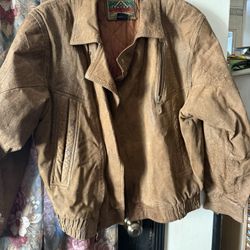 Anchor Blue Vintage Leather Bomber Jacket 