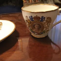 Vintage Adderley Bone China  Queen Elizabeth Coronation Cup And Saucer 1953