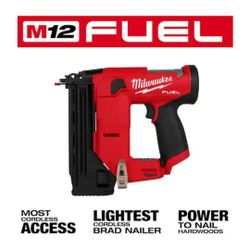MILWAUKEE M12 FUEL 12-Volt Lithium-Ion Brushless Cordless 18-Gauge 1-1/2 in. Compact Brad Nailer (Tool Only) (Model:  2541-20)