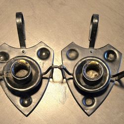 Antique Gimbal Cast Iron Swivel Table Or Wall Mount Candle Holders 
