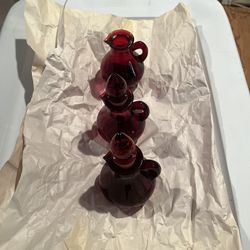 3  Vintage Ruby Red  Glass AVON Perfume Bottles 