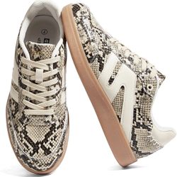 LUCKY STEP Women Classic Retro Gum Sole Fashion Sneakers Casual Tennis Skate Shoe Genuine Leather Walking Footwear Anti Slip Trainers 