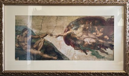 Large Framed Michelangelo "The Creation of Adam" Print – Official Vatican (2000)