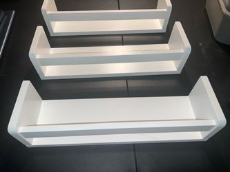White Floating Wall Shelves Set of 3