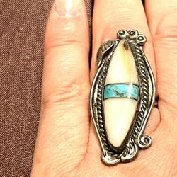 Hallmarked Southwestern Turquoise Ring