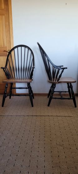 Pair of Windsor Armchairs Black and Wood