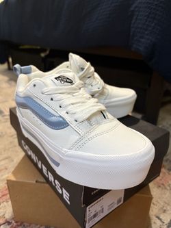 Women’s Vans Off The Wall White Blue Low-Top Sneakers