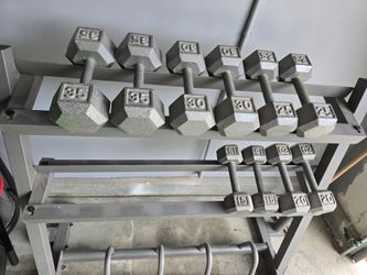 Dumbbells and rack