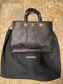 Chanel Black Leather Handbag Tote Shoulder Bag