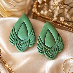 Green Handmade Polymer Clay Earrings