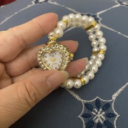 Pearl heart ❤️ wrist Watch