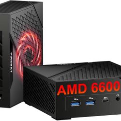 Mini PC Gaming Computer, AMD Ryzen 6600H (6C/12T, Up to 4.5GHz), AMD Radeon 660M Graphics, USB-C, 4xUSB-A, DP2.0 (4K@160Hz), HDMI 2.1, MU-MIMO WiFi6 B